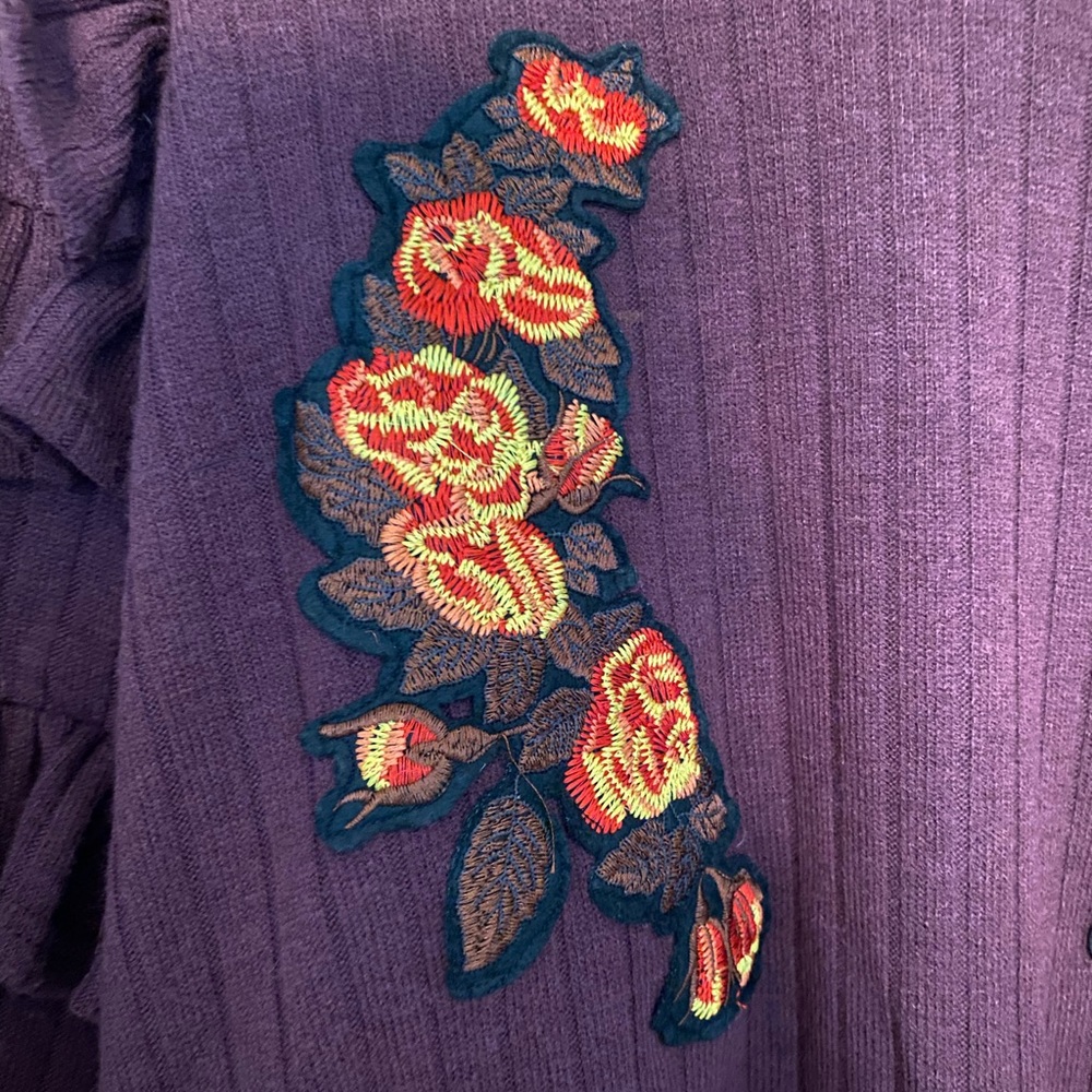 Burgundy High Neck Ruffle Sweater - Picture 2 of 6